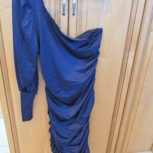 Women's Slinky Ruched Formal Dress One Shoulder Royal Blue XL by Inner Beauty